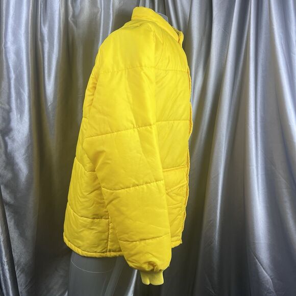 Vintage Swingster Racing Jacket Mens XL Crows Hybrids Yellow 70s Puffer Coat USA - Picture 8 of 16